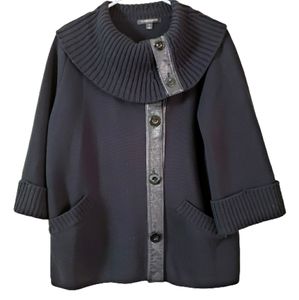 Merino Wool Leather Trim Sweater